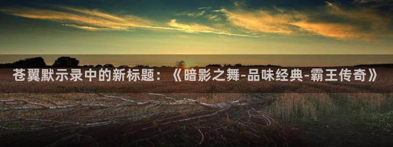 里番动漫晚安在线观看:苍翼默示录中的新标题:《暗影之舞-品味经典-霸王传奇》配图